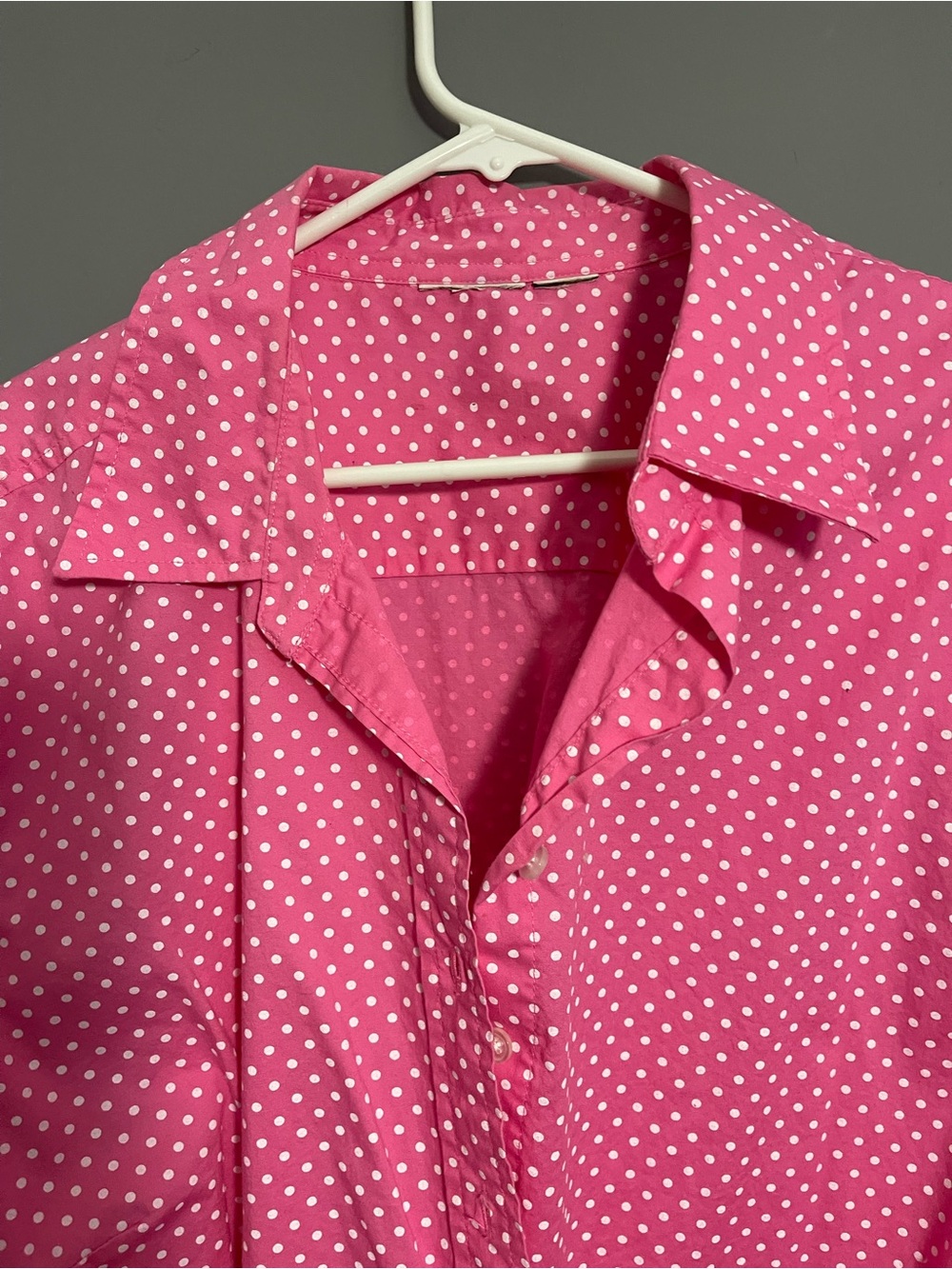 Pink Polka Dot Button-Up Shirt